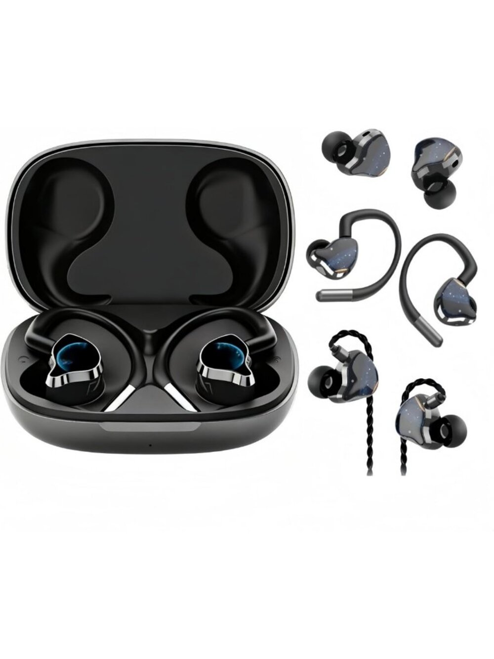 3-in-1 Bluetooth Earbuds | In-Ear, Over-Ear, Wireless & Wired Headphones